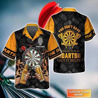 Customized Darts Hawaiian Shirt, Beer Drinker To Play Darts, Personalized Name Hawaiian Shirt For Men - Perfect Gift For Darts Lovers, Darts Players - Seseable