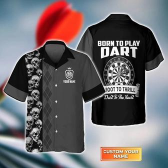 Customized Darts Hawaiian Shirt, Born to Play Darts Shoot to Thrill Personalized Hawaiian Shirt For Men - Perfect Gift For Darts Lovers, Darts Players | Favorety CA