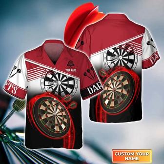 Customized Darts Hawaiian Shirt, Dartboard Red Personalized Name Hawaiian Shirt For Men - Perfect Gift For Darts Lovers, Darts Players - Seseable