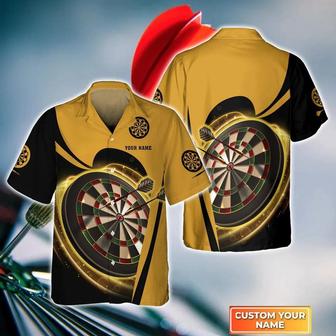 Customized Darts Hawaiian Shirt, Dartboards Yellow Personalized Name Hawaiian Shirt For Men - Perfect Gift For Darts Lovers, Darts Players - Seseable