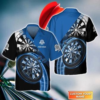 Customized Darts Hawaiian Shirt, Darts Blue Personalized Name Hawaiian Shirt For Men - Perfect Gift For Darts Lovers, Darts Players - Seseable