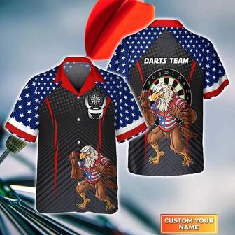 Customized Darts Hawaiian Shirt, Darts Eagle American, Personalized Name Hawaiian Shirt For Men - Perfect Gift For Darts Lovers, Darts Players - Seseable