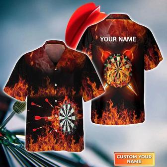 Customized Darts Hawaiian Shirt, Darts Flame Personalized Name Hawaiian Shirt For Men - Perfect Gift For Darts Lovers, Darts Players - Seseable