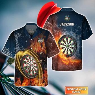 Customized Darts Hawaiian Shirt, Darts On Fire, Personalized Name Hawaiian Shirt For Men - Perfect Gift For Darts Lovers, Darts Players - Seseable