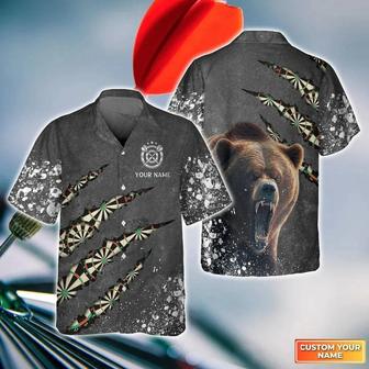 Customized Darts Hawaiian Shirt, Darts Paint Splash, Personalized Name Bear Hawaiian Shirt For Men - Perfect Gift For Darts Lovers, Darts Players - Seseable