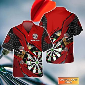Customized Darts Hawaiian Shirt, Darts Red, Personalized Name Hawaiian Shirt For Men - Perfect Gift For Darts Lovers, Darts Players - Seseable