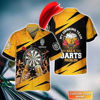 Customized Darts Hawaiian Shirt, Darts Team Drinking Beer, Personalized Name Hawaiian Shirt For Men - Perfect Gift For Darts Lovers, Darts Players - Seseable