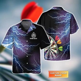 Customized Darts Hawaiian Shirt, Darts Thunder Lightning Personalized Name Hawaiian Shirt For Men - Perfect Gift For Darts Lovers, Darts Players - Seseable