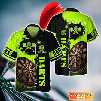 Customized Darts Hawaiian Shirt, Green Dartboard, Personalized Name Hawaiian Shirt For Men - Perfect Gift For Darts Lovers, Darts Players - Seseable