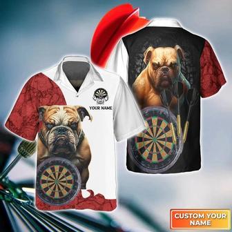 Customized Darts Hawaiian Shirt, Personalized Name Bulldog And Darts Hawaiian Shirt For Men - Perfect Gift For Darts Lovers, Darts Players - Seseable