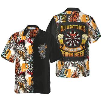 Customized Darts Hawaiian Shirt, Play Darts And Drink Beer Personalized Name Hawaiian Shirt For Men - Perfect Gift For Darts Lovers, Darts Players - Seseable