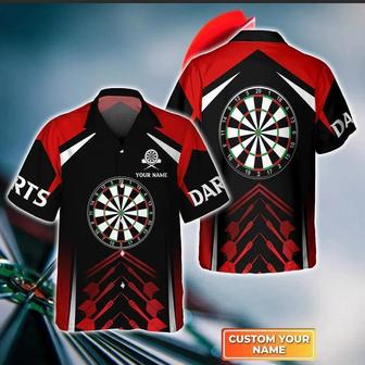 Customized Darts Hawaiian Shirt, Red Dartboard, Personalized Name Hawaiian Shirt For Men - Perfect Gift For Darts Lovers, Darts Players - Seseable