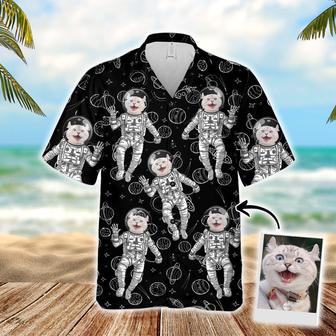 Customized Hawaiian Shirt With Pet Face - Space Pattern Aloha Shirt, Hawaiian Shirt With Pet Face - Personalized Gift For Pet Lovers - Seseable