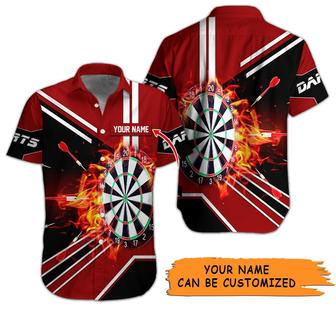 Customized Name Darts Hawaiian Shirt, Dartboard Flame Personalized Darts Hawaiian Shirts - Gift For Darts Lovers, Darts Players Uniforms - Seseable