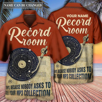 Customized Name Music Hawaiian Shirt, Personalized Music Retro Record Room Aloha Shirt For Men - Perfect Gift For Music Lovers - Seseable