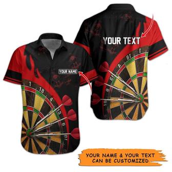 Customized Name & Text Darts Hawaiian Shirt, Personalized Darts Target Hawaiian Shirts - Gift For Darts Lovers, Darts Players Uniforms - Seseable