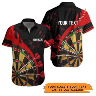 Customized Name & Text Darts Hawaiian Shirt, Personalized Darts Target Hawaiian Shirts - Gift For Darts Lovers, Darts Players Uniforms | Seseable CA