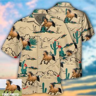 Customized Photo Horse Hawaiian Shirts For Summer - Horse Desert Custom Photo Hawaiian Shirt - Perfect Gift For Men, Horse Lovers - Seseable
