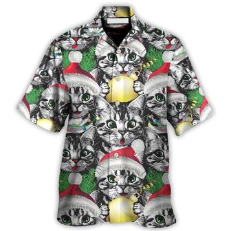Cute Cat Christmas Meowy Xmas Aloha Hawaiian Shirt For Summer, Best Colorful Cool Cat Hawaiian Shirts Outfit For Men Women, Friend, Cat Lover - Seseable