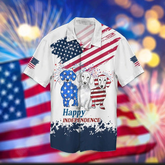 Dachshund Aloha Hawaiian Shirts For Summer, Happy Independence Day Dog In USA Flag Aloha Hawaiian Shirt For Men Women, 4th July Gift For Dog Lovers - Seseable