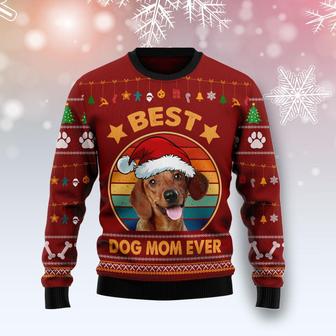 Dachshund Best Dog Mom Ever Ugly Christmas Sweater - Thegiftio UK