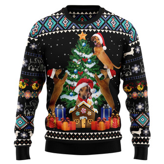 Dachshund Group Tree Ugly Christmas Sweater For Men And Women - Thegiftio UK