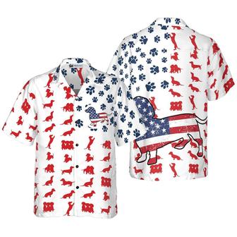 Dachshund Hawaiian Shirt, American Flag Hawaiian Shirt - Perfect Gift For Dachshund Lover, Friend, Family - Seseable