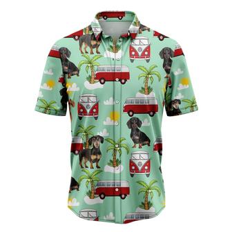 Dachshund Hawaiian Shirt, Dachshund Hippie Car Palm Aloha Shirt For Men Women - Perfect Gift For Dog Lovers, Husband, Boyfriend, Friend, Family - Seseable