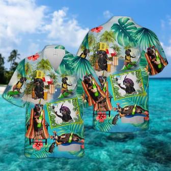 Dachshund Hawaiian Shirt, Dachshund Surfing Tropical Summer Aloha Shirt For Men - Perfect Gift For Dachshund Lover, Husband, Boyfriend, Friend, Family - Seseable
