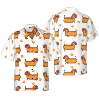 Dachshund Hawaiian Shirt, Real Hotdog Dachshund Aloha Shirt For Men - Perfect Gift For Dachshund Lovers, Husband, Boyfriend, Friend, Family - Seseable