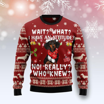 Dachshund I Have An Attitude Really Ugly Christmas Sweater - Thegiftio UK