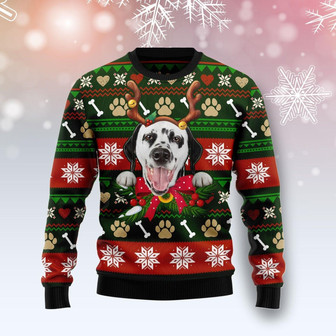 Dalmatian With Ribbon Christmas Ugly Sweater For Men And Women - Thegiftio UK