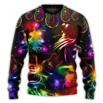 Dancing Santa Claus Tree Snow Man Neon Light Style Ugly Christmas Sweaters | Favorety CA