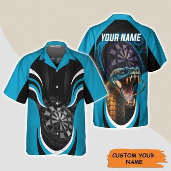 Darts Custom Name Aloha Hawaiian Shirts For Summer, Blue Bullseye Dartboard Personalized Name King Cobra And Darts Hawaiian Shirt For Men Women, Team | Favorety CA