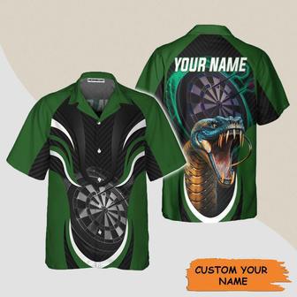 Darts Custom Name Aloha Hawaiian Shirts For Summer, Green Bullseye Dartboard Personalized Name King Cobra And Darts Hawaiian Shirt For Men Women, Team | Favorety DE