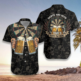 Darts Hawaiian Shirt, Darts And Beer That's Why I'm Here Aloha Hawaiian Shirt For Summer, Colorful Aloha Shirt For Men Women, Friend, Team, Darts Lovers - Seseable