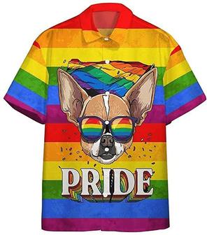 Dog And LGBT Aloha Hawaiian Shirts For Summer, Chihuahua With Glasses Lgbt Symbols Hawaiian Shirts, Pride Gift For Gaymer And Lesbian, Gay, Dog Lovers - Seseable