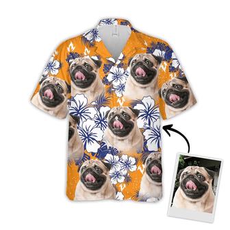 Dog Custom Hawaiian Shirt - Custom Photo Pet Flowers Pattern Orange Personalized Hawaiian Shirt - Perfect Gift For Dog Lovers, Friend, Family | Seseable CA
