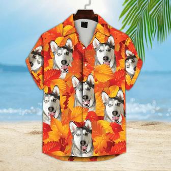 Dog Custom Hawaiian Shirt - Custom Photo Pet Leaves Autumn Pattern Personalized Hawaiian Shirt - Gift For Dog Lovers, Friend, Family | Seseable CA