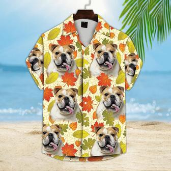 Dog Custom Hawaiian Shirt - Custom Photo Pet Leaves Pattern Cream Personalized Hawaiian Shirt - Perfect Gift For Dog Lovers, Friend, Family - Seseable