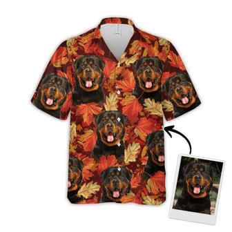 Dog Custom Hawaiian Shirt - Custom Photo Pet Leaves Pattern Personalized Hawaiian Shirt - Perfect Gift For Dog Lovers, Friend, Family - Seseable