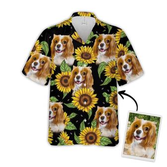 Dog Custom Hawaiian Shirt - Custom Photo Pet Sunflower & Leaves Pattern Personalized Hawaiian Shirt - Perfect Gift For Dog Lovers, Friend, Family | Seseable CA