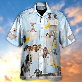 Dog Hawaiian Shirt, Dog Grooming Shower Happy In Bathroom Aloha Hawaiian Shirt For Summer, Dog Hawaiian Shirt Matching For Men Women, Dog Lover, Family - Seseable