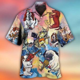 Dog Hawaiian Shirt, Funny Dog Music Art Style Aloha Hawaiian Shirt For Summe, Gift For Dog Lover, Friends - Seseable