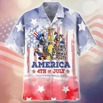 Dog Independence Day Aloha Hawaiian Shirts For Summer, Happy 4th Of July Dog Hawaiian Shirt For Men Women, Gift For Dog Lovers, Fourth Of July Holiday - Seseable