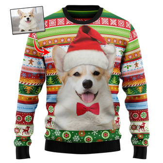 Personalized Photo Dog Merry Ugly Christmas Sweater - Thegiftio