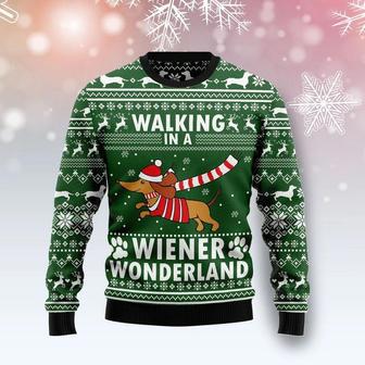 Dog Walking In A Wiener Wonderland Ugly Christmas Sweater For Men & Women | Favorety AU