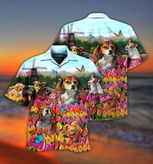 Dogs Aloha Hawaii Shirt - Dogs Lovely Romantic Tulip Garden Hawaiian Shirt For Summer - Perfect Gift For Dog Lovers, Friend, Family - Seseable