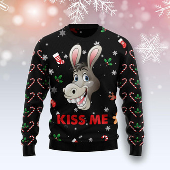 Donkey Kissme Christmas Black Ugly Sweater - Thegiftio UK