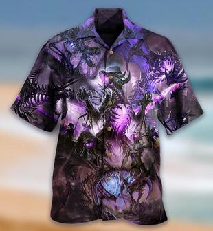 Dragon Aloha Hawaiian Shirt For Summer, Dragon Purple Skull Love Life Hawaiian Shirts Outfit For Men Women, Dragon Lovers - Seseable